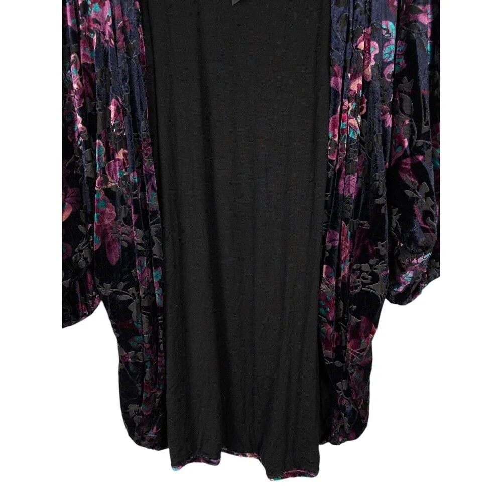 Chelsea & Theodore Floral Velvet Cocoon Kimono Cardigan Size L